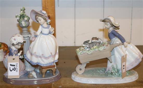 2 Lladro figs: Barrow of fun & stitch in time